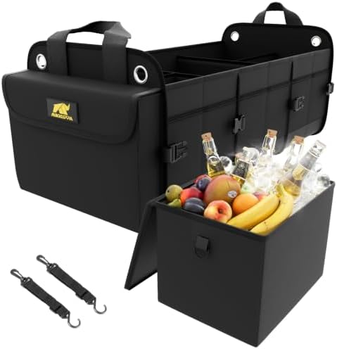 MIKKUPPA Trunk Organizer with Cooler - 100L Collapsible Car Organizer,Black