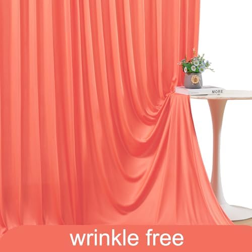 10x10 Orange Backdrop Curtain for Parties Wrinkle Free Orange Photo Curtains Backdrop Drapes Fabric Decoration for Wedding Birthday Party Baby Shower 5ft x 10ft,2 Panels