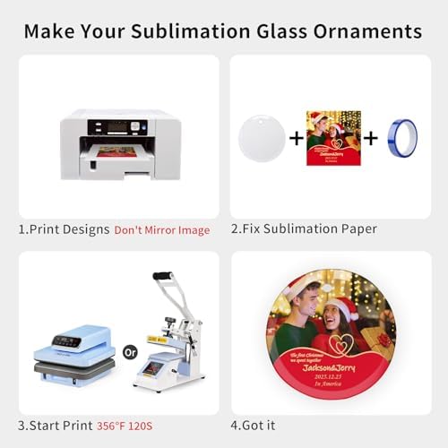 PYD Life 48 PCS Sublimation Blanks Ornaments Glass Frosted 3" Round Bulk