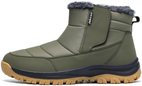 Jakcuz Plus Size Men's Water Resistant Winter Snow Boots with Warm Faux Fur