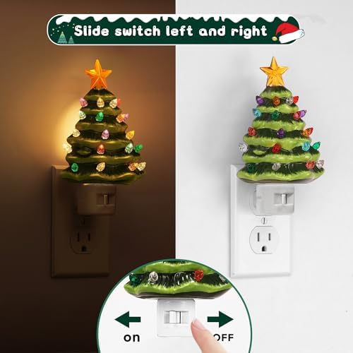 L LOHAS LED Christmas Tree Night Light, Ceramic Night Lights for Kids