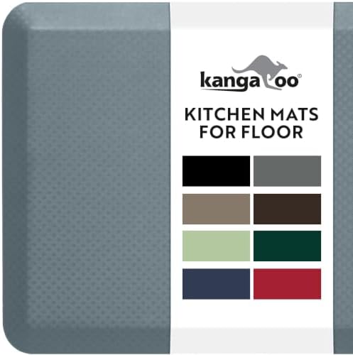 KANGAROO Anti Fatigue Mats for Kitchen Floor, 70x24 Runner, 3/4 Inch Cushioned Ergonomic Mat, Reduce Foot Pressure, Waterproof Comfort Rug for Under Sinks, Office Standing Desk, Store Floors, Slate