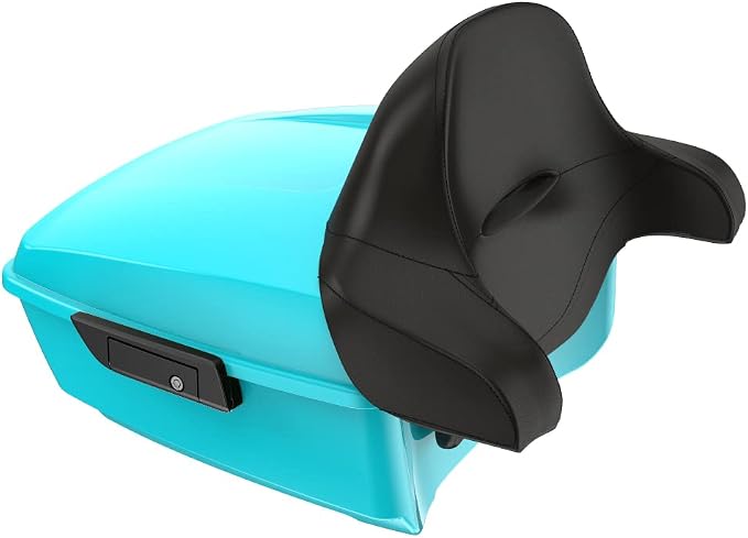 Advanblack Road Glide Tour Trunk Pack Frosted Pearl King Tour Trunk Pack Luggage +Wrap-Around Backrest Pad for '97-'25 Harley Touring Road King Street Glide Electra Glide CVO models