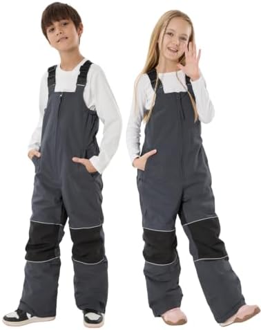 GSOU SNOW Kids Snow Bibs Girls Boys Snow Pants Ski Bibs Overalls(3-16Years)