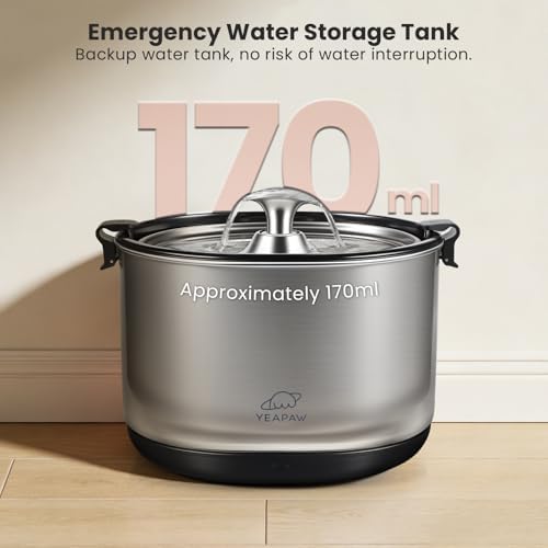 Pumpless Cat Water Fountain Stainless Steel Cat Fountain 2.5 L