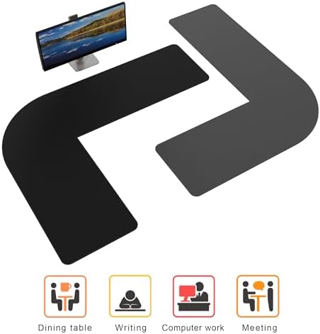 Chihein 53.2” x 65” x 19.7” L Shaped PU Leather Desk Mat (Black/Gray)