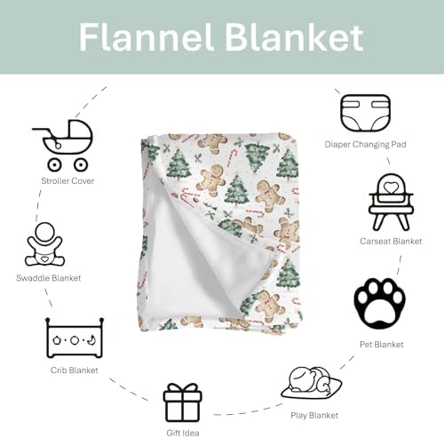 Sweet Christmas Trees Baby Blankets for Boy Girl Merry Christmas Treats Candy Fir Leaves Soft Flannel Nursery Bed Throws for Infant Toddler Crib Winter Holiday Swaddle Receiving Blankets 50x60inch
