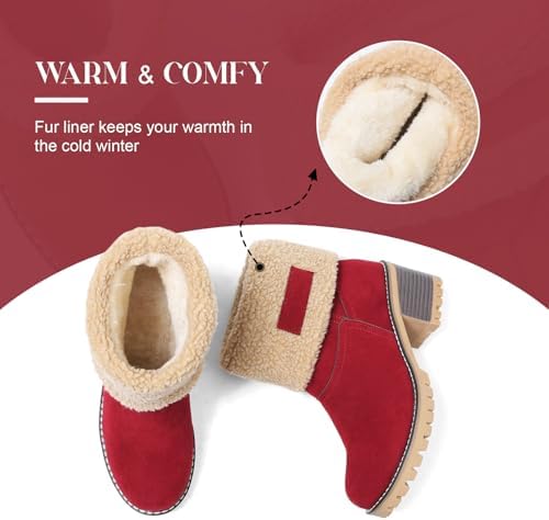 AOSPHIRAYLIAN Snow Boots Women Fur Lined Winter Boots Slip on Warm Shoes