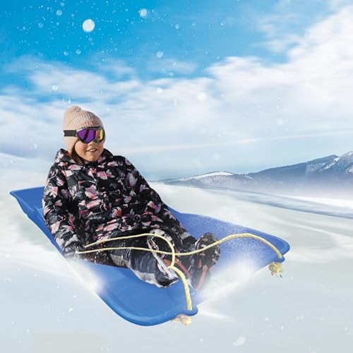 SnoGoBoggan 26" Lifetime Sit-on-Top Snow Sled: Durable High-Density Plastic - Ideal for Kids, Teens, and Adults - 1 Person Sled with Footholds, Handles, and Pull Rope