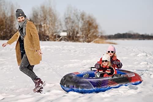 Slippery Racer Inflatable Toboggan Snow Sled for Kids with Reinforced Side Handles.