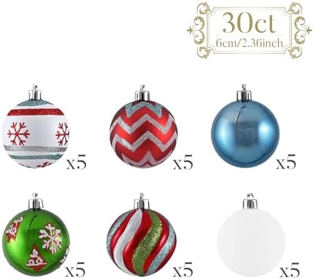 Valery Madelyn 30ct Christmas Ornaments Tree Decorations Set 2.36 Inch