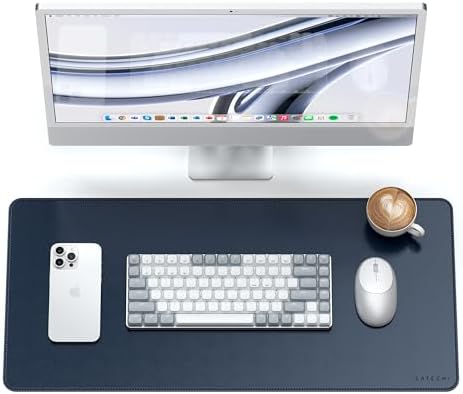 Satechi Vegan-Leather Desk Mat, Scratch and Water Resistant, Blue