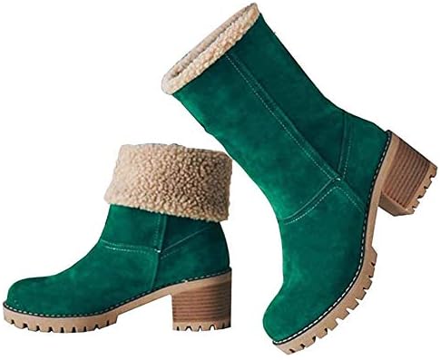 VIMISAOI Mid calf Winter Boots for Women Warm Ankle Snow Chunky Heel Boots