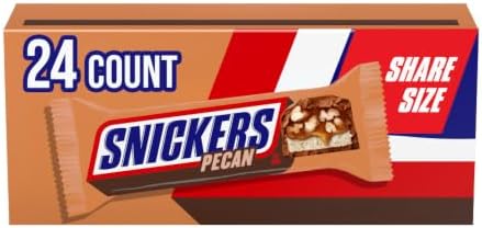 SNICKERS Pecan Milk Chocolate Candy Bars, Full Size, Bulk Box, 24 Pack