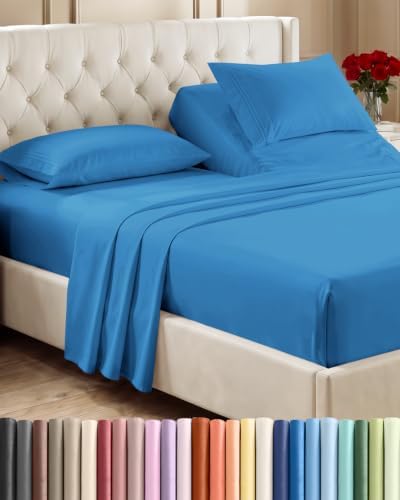Flex Top Split Head King 4 Piece Sheet Set - Soft & Breathable - Royal Blue