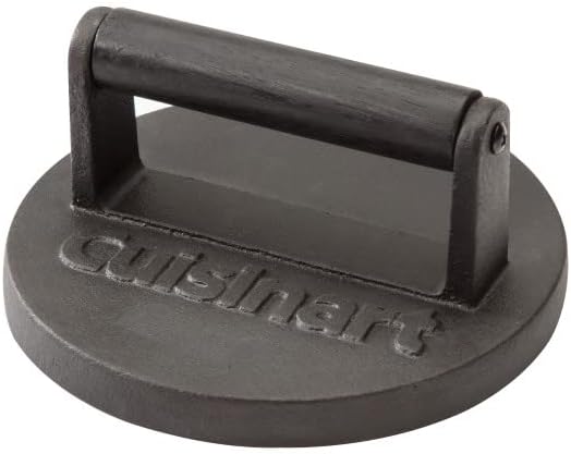Cuisinart Smash Burger Kit w/Burger Press, Spatula, Shaker & Patty Papers | CSBK-400, smash burger press kit for a cookout or tailgate with stainless steel accessories and a cast iron hamburger press