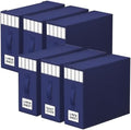 StorageTastic 6 Pack Bed Sheet Closet Organizers and Storage,Sturdy Foldable Storage Containers with Window and Label,Storage and Organization for Bedding Sheets,Duvet Covers,Blankets (Blue)