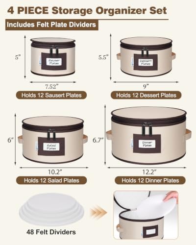 punemi China Storage Containers, 4-Pack Hard Shell Plate & Dish Cases