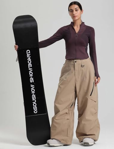 GSOU SNOW Mens Womens Ski Snow Pants Baggy Snowboard Pants Waterproof