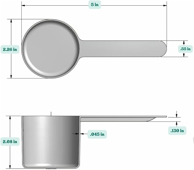1/2 Cup (4 Oz. | 118.4 mL) Long Handle Plastic Measuring Scoop for Coffee, Protein Powder, Pet Food, Spices, Grains, Dry Goods – Food-Grade BPA-Free (Pack of 25)
