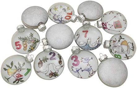 12ct Clear 'The Twelve Days of Christmas' Glass Disc Ornaments 3"