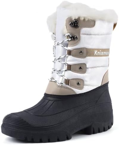 Knixmax Women's Waterproof Mid-Calf Winter Snow Boots US 6-11