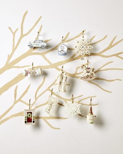 Lenox Ornament, 2025 Snow Fantasies Snowflake Ornament, Made from Porcelain with A Gold Cord for Hanging, Christmas Tree Decoration, Winter Tree Decor, Beautiful Snowflake Design (Cream, 1 Piece)