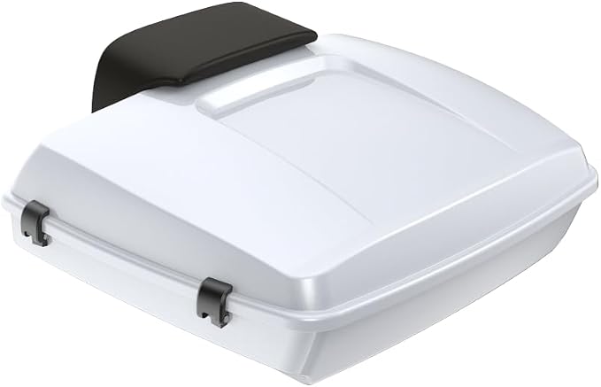Advanblack 2024 Road Glide Razor Tour Trunk Pack Compatible with Road King FLHR Street Glide FLHX Road Electra Glide 2014-2025 Mounting Rack, Backrest & Stitching Liners (White Onyx Pearl)
