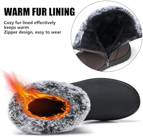 TEMOFON Women Snow Boots Waterproof: Fur Lined Warm Winter Ankle Booties