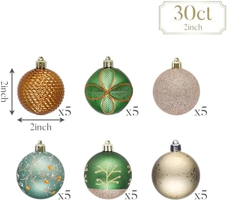 Valery Madelyn 30ct Christmas Tree Decorations Ball Ornaments 2 Inches