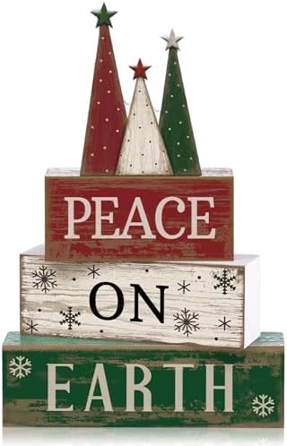 Lineshading 4 Pcs Christmas Table Decoration Wooden Christmas Tree Signs