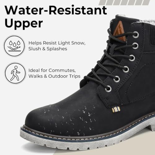 Mishansha Men's Waterproof Snow Boots, Insulated Winter Hiking Boots