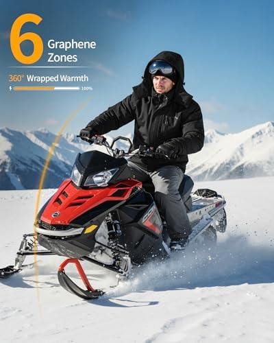 Wulcea Graphene Heated Jacket for Men Fur Lined with Large Capacity Battery Pack