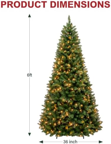 Hykolity 6ft Prelit Artificial Christmas Tree with 230 Warm White LEDs