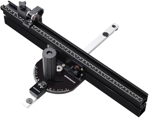 GOINGMAKE Portable Table Saw Miter Gauge with 18 Inch Fence and Multifunction Flip Stop and Positive Angle Stops, Miter Gauge for Table Saw Accessories, for Woodworking Cuts, Fits 3/4"x3/8" Slot