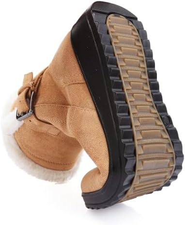 Womens Snow Boots Leather Winter Warm Boots Platform Ankle Booties