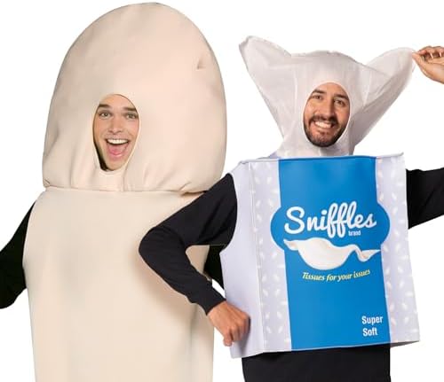 Clean Me Up - Tissue & Happy Halloweenie Couples Halloween Costume, Adult One Size