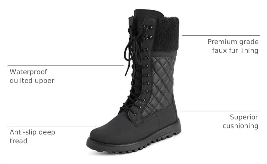 POLAR Womens Faux Fur Warm Thermal Waterproof Outdoor Walking Snow Winter Rubber Sole Calf Boots