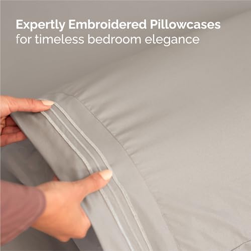 King Size 4 Piece Sheet Set - Breathable & Cooling Sheets - Light Grey