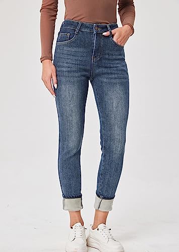 Yehopere Women's Winter Fleece Lined Jeans Slim Fit Warm Skinny High Waist Denim Jean