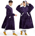 Bedsure Wearable Blanket Hoodie, Long Hooded Blanket Sweatshirt as Christmas Birthday Gifts for Men, Cozy Sherpa Hoodie for Adult, Oversize, Dark Purple
