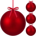 Weysat 4 Pcs Large Fillable Christmas Ball Ornaments, Matte Red, 10 Inch