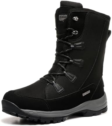 ROCKMARK Mens Winter Mid-Calf Snow Boots Fur Lined Warm Waterproof Slip On Outdoor Athletic Snow Boots