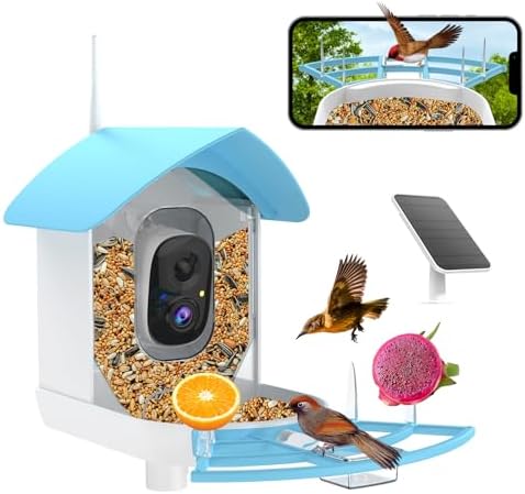 Fazoxo Bird Feeder with Camera,Birds House Camera,Solar Powered,SkyBlue