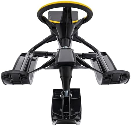 Snow Racer Sled, Ski Sled Slider Board with Steering Wheel and Twin Brakes, 220.5lb Load Capacity Durable Steel Frame Slider Downhill Steerable Sled for Kids Teenagers Adult