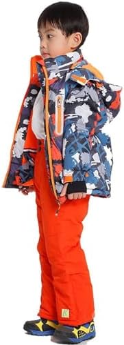 WOWULOVELY Big Boy's 2-Piece Colorblock Snow Pants and Jacket Snowsuit Ski Suit