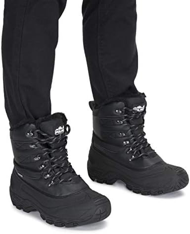 POLAR Mens Waterproof Outsole Deep Tread Fully Faux Fur Lined Winter Durable Snow Boots