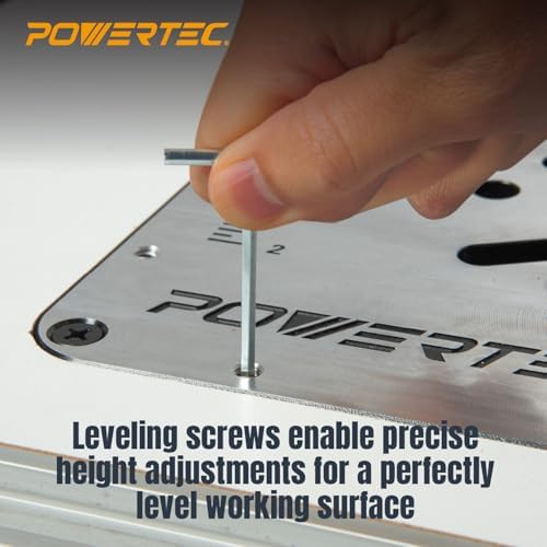 POWERTEC 24" x 32" Benchtop Router Table w/Aluminum Insert Plate – Laminated MDF Top, Reducer Rings, Leveling Screws, and Starting Pin Compatible with Bosch, DeWalt, Makita, and Other Brands (71964)