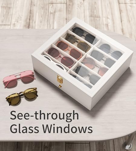 NEWLOOP 20 Slots Sunglass Organizer for Women Men Sunglasses Storage Box for Multiple Pairs of Eyeglass Holder Display Case