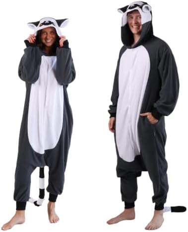 Funziez! Adult Onesie Halloween Costume Animal Dinosaur Shark Unisex Plush One Piece Cosplay Suit for Adults, Men and Women